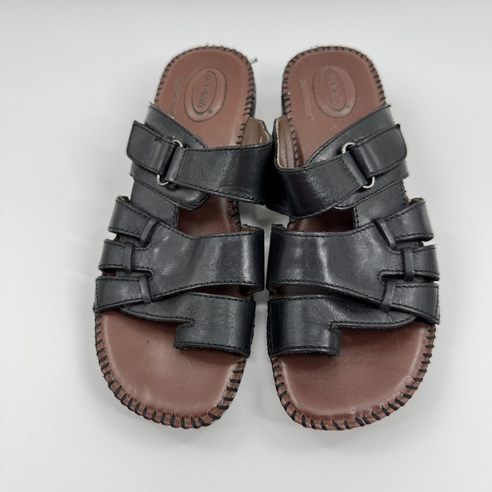 Dr. Scholl's Shoes Womens Size 8 Black Karen Leather Slide Sandals Comfort